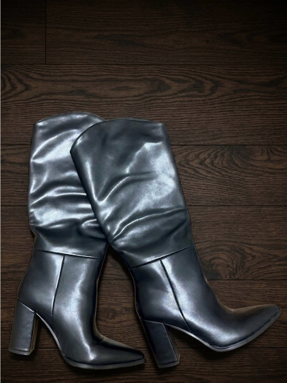 Women's Black Mid-Calf High Heel Boots